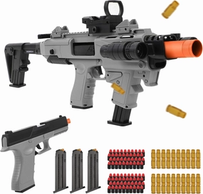 Soft Bullet Two Modes Toy Gun Shell Ejecting with 80 Soft Bullets 40 Shells, Realistic Gray Toy Guns for Boys, Shooting Play Gun for Kids Adults, Boy Gifts for Age 8 