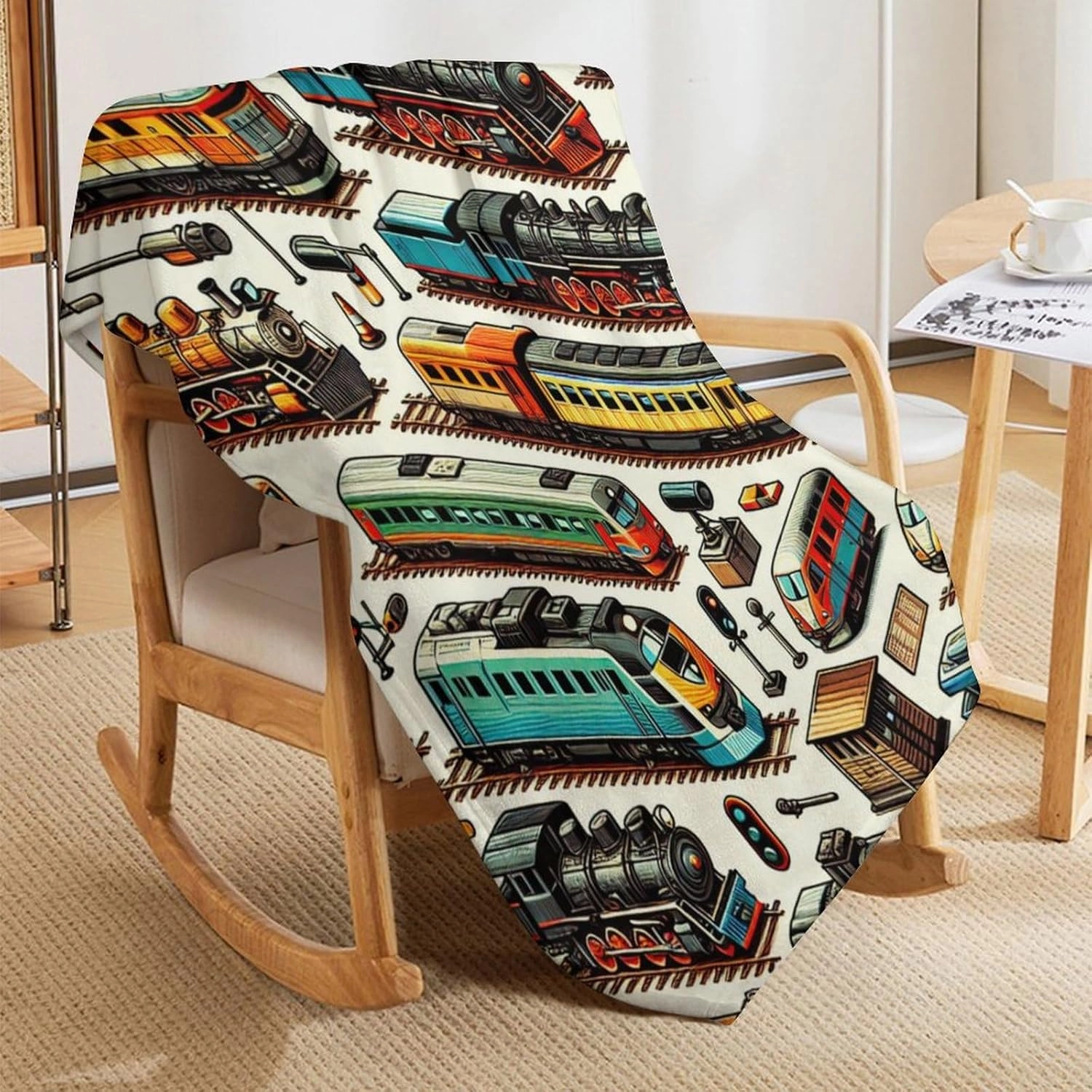 Soft Flannel Train Blanket - Warm Throw Blankets for Girls & Boys - All Season Lap, Chair, Sofa - 50"x40"