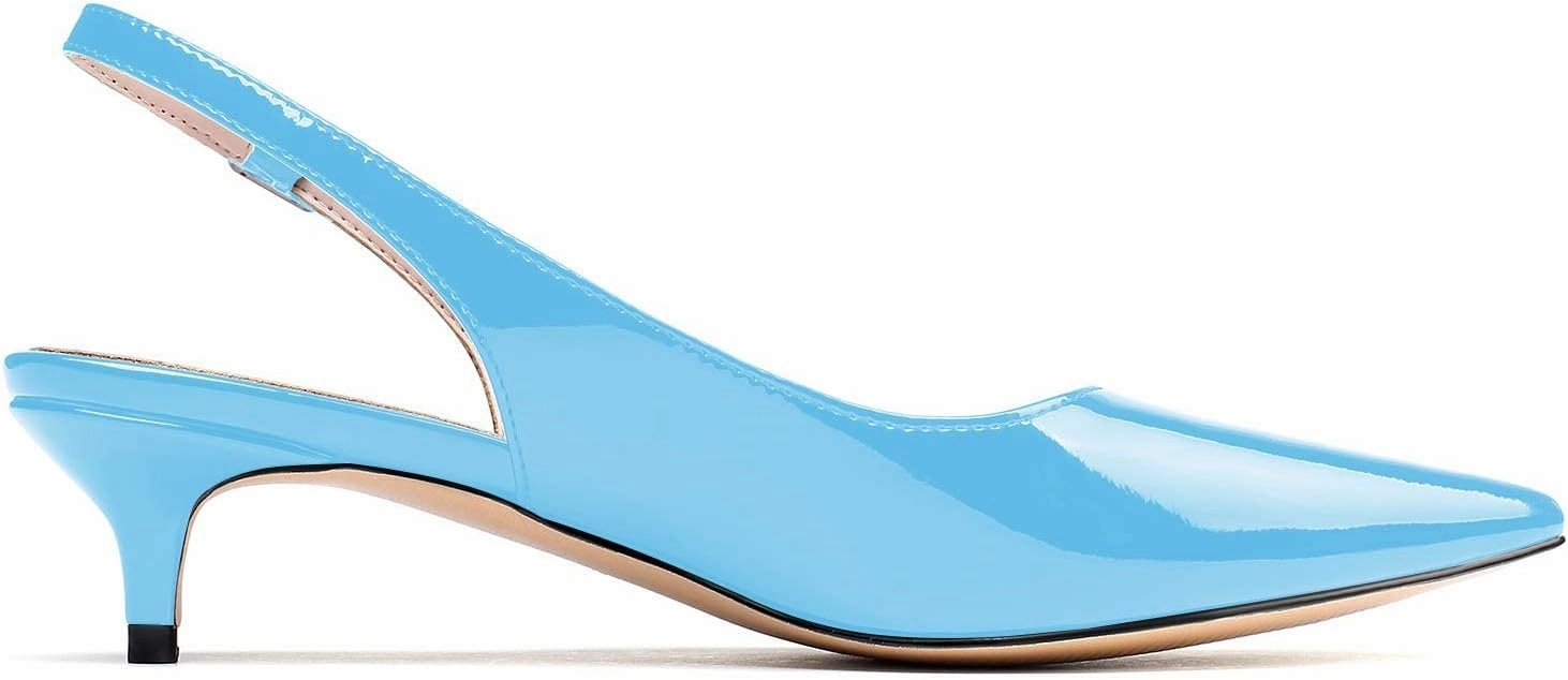 Soireelady Women's Pointed Toe Kitten Heel Pumps Slingback Ankle Strap Work Low Heels Office Party Dress Buckle Shoes
