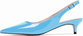 Soireelady Women's Pointed Toe Kitten Heel Pumps Slingback Ankle Strap Work Low Heels Office Party Dress Buckle Shoes