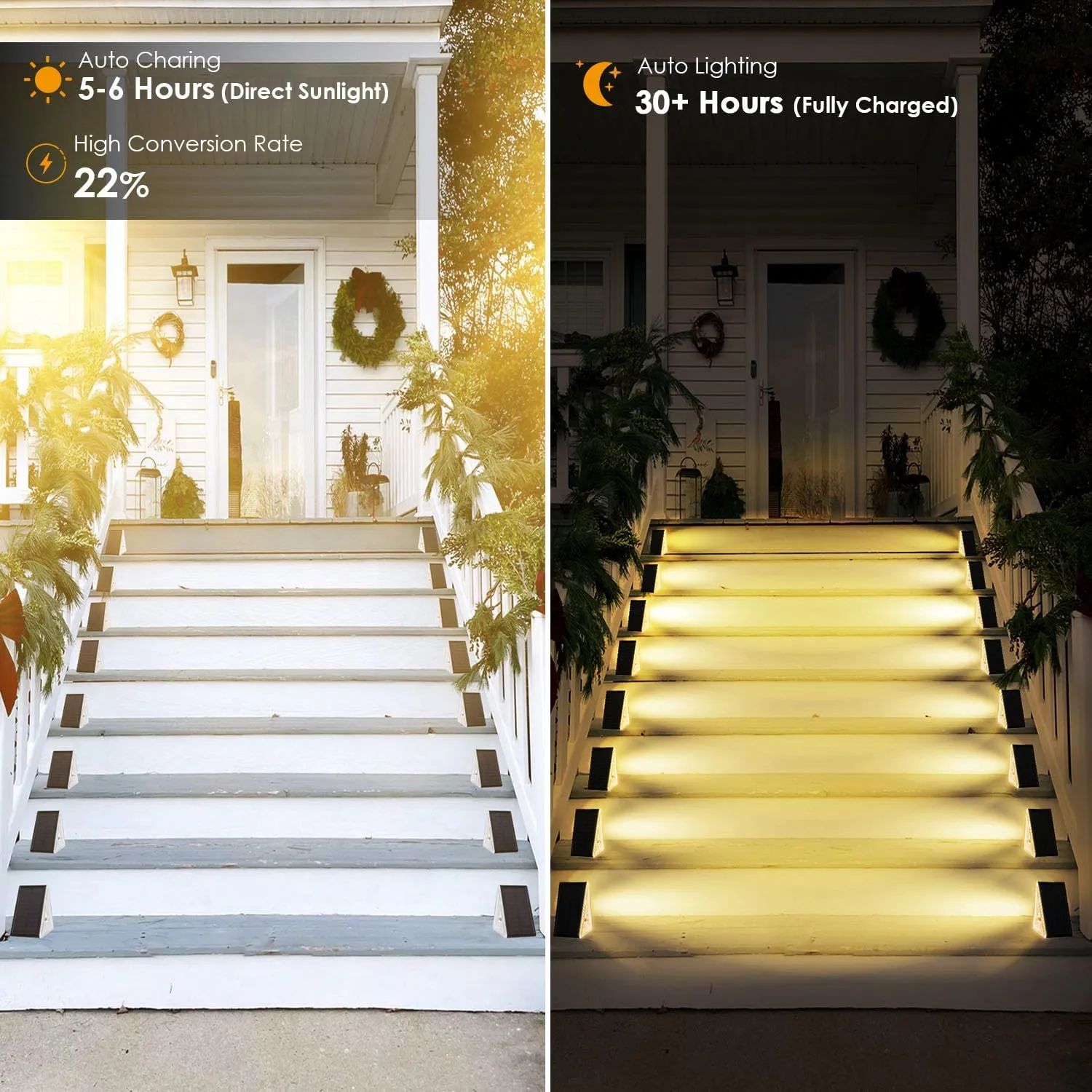 Solar Step Lights Outdoor Waterproof IP67, 12 Pack Solar Powered Stair Light with 3 LEDs, Triangle Solar Deck Light for Outside Garden Patio Yard Porch Front Door, Warm White
