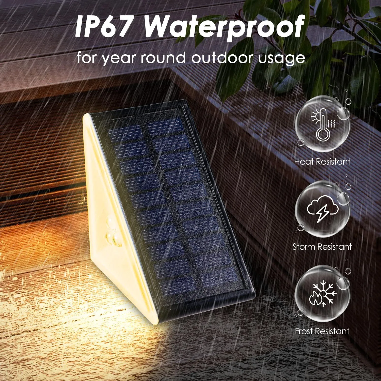 Solar Step Lights Outdoor Waterproof IP67, 12 Pack Solar Powered Stair Light with 3 LEDs, Triangle Solar Deck Light for Outside Garden Patio Yard Porch Front Door, Warm White