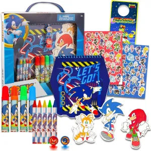 Sonic The Hedgehog Art Set for Kids, Toddlers - 30 Pc Bundle with Sonic Coloring Sketchpad, Stickers, Crayons, More | Sonic Drawing Pad Activity Kit