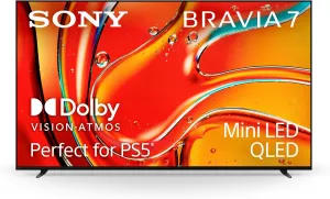 Sony 65-Inch Mini LED QLED 4K Ultra HD TV BRAVIA 7 Smart Google TV with Dolby Vision HDR, Exclusive Ps5 Features, (K-65XR70) 2024 Model
