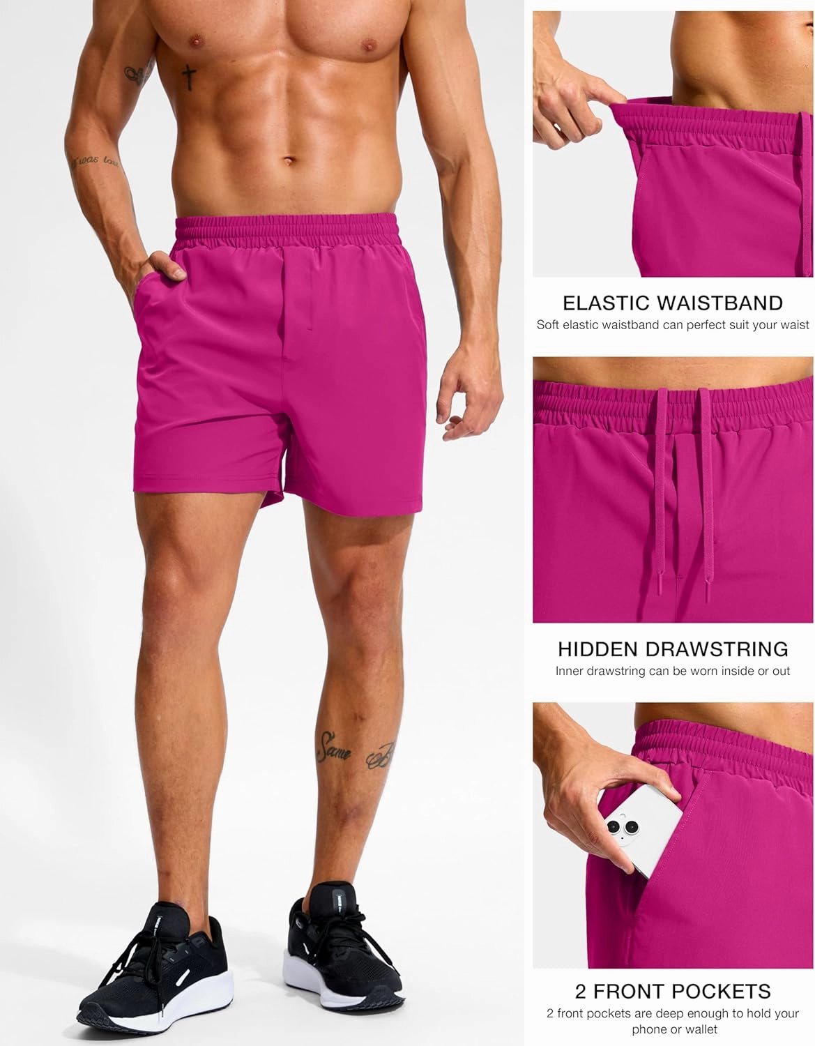 Soothfeel Men's Athletic Workout Shorts with Zipper Pocket 5"/7" Running Gym Shorts for Men Lightweight Quick Dry Tennis