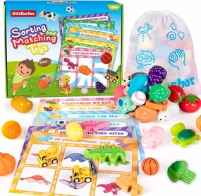 Sorting Toys for Toddlers, Color Sorting Toys Montessori Toys, Learning Resources Toys, Sensory Toys, Animals Dinosaurs Fish Vehicles Balls, Birthday Gift for 1 2 3 Year Old Boys Girls