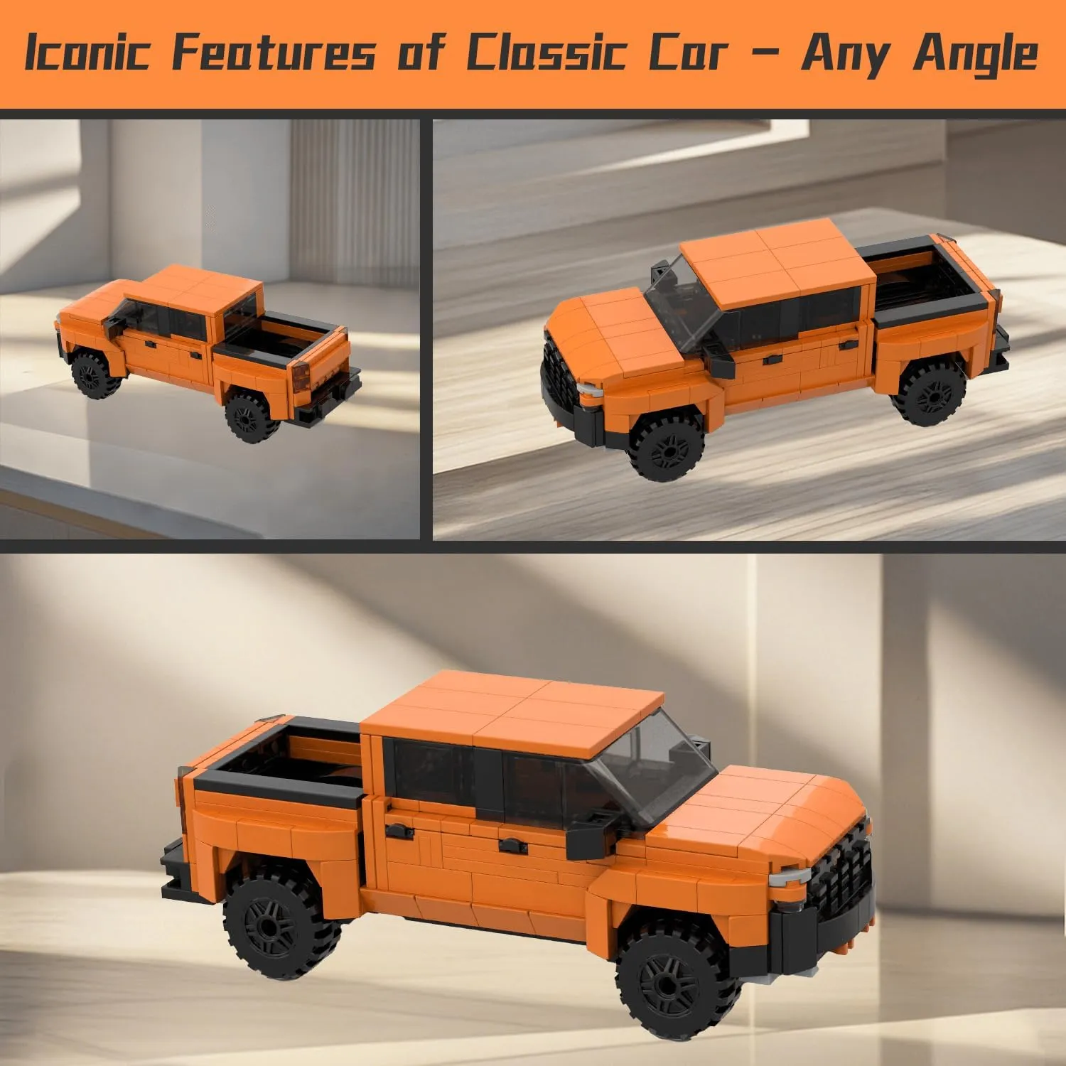 Speed Champions Building Blocks, Collectible Model Cars Kits for Adults and Children, Famous Classic Orange Pickup Truck Blocks, Vehicle DIY Building Toys(445PCS)