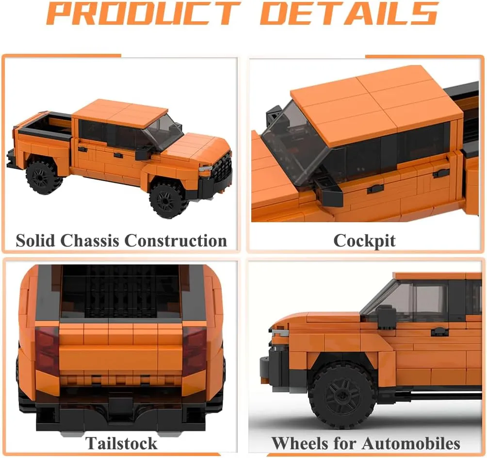 Speed Champions Building Blocks, Collectible Model Cars Kits for Adults and Children, Famous Classic Orange Pickup Truck Blocks, Vehicle DIY Building Toys(445PCS)