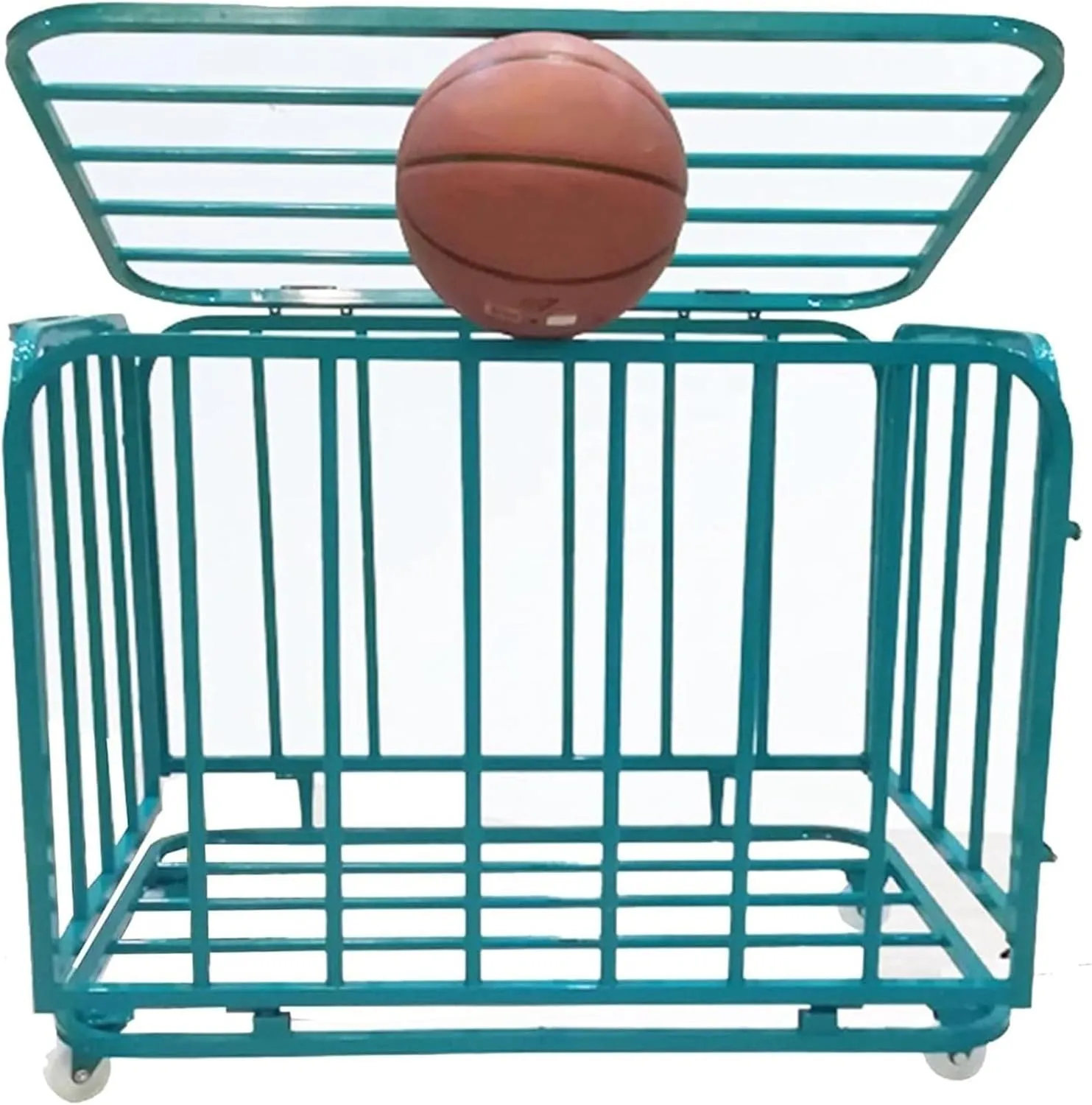 Sports Ball Storage Cart，Ball Storage Bin ， Lockable Foldable Ball Cart Large Rolling Organizer Balls Cage on Wheels(30 Balls)