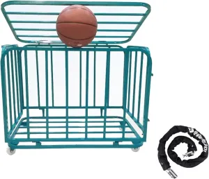 Sports Ball Storage Cart，Ball Storage Bin ， School Garage Basement Gym Sports Ball Storage Cart with Lockable Chain，(80x60x70cm)