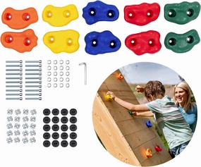 Squirrel Products Rock Climbing Holds for Kids, Deluxe Extra Large Climbing Rocks with Mounting Hardware - DIY Rock Wall Indoor & Outdoor Playground Accessories Wall Climbing Kit - Ages 3 