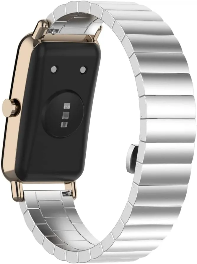 Stainless Steel Metal Band Compatible with Huawei Watch Fit Mini, Replacement Link Bracelet Band, Business Strap Wristband for Women Men, No Tracker