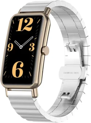 Stainless Steel Metal Band Compatible with Huawei Watch Fit Mini, Replacement Link Bracelet Band, Business Strap Wristband for Women Men, No Tracker