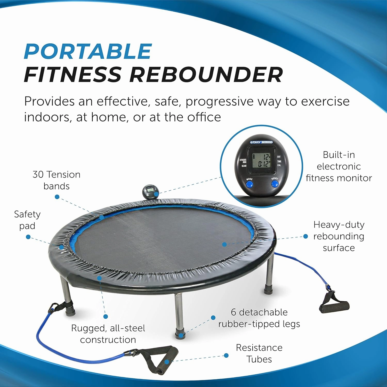 Stamina Mini Fitness Trampoline w/Smart Workout App