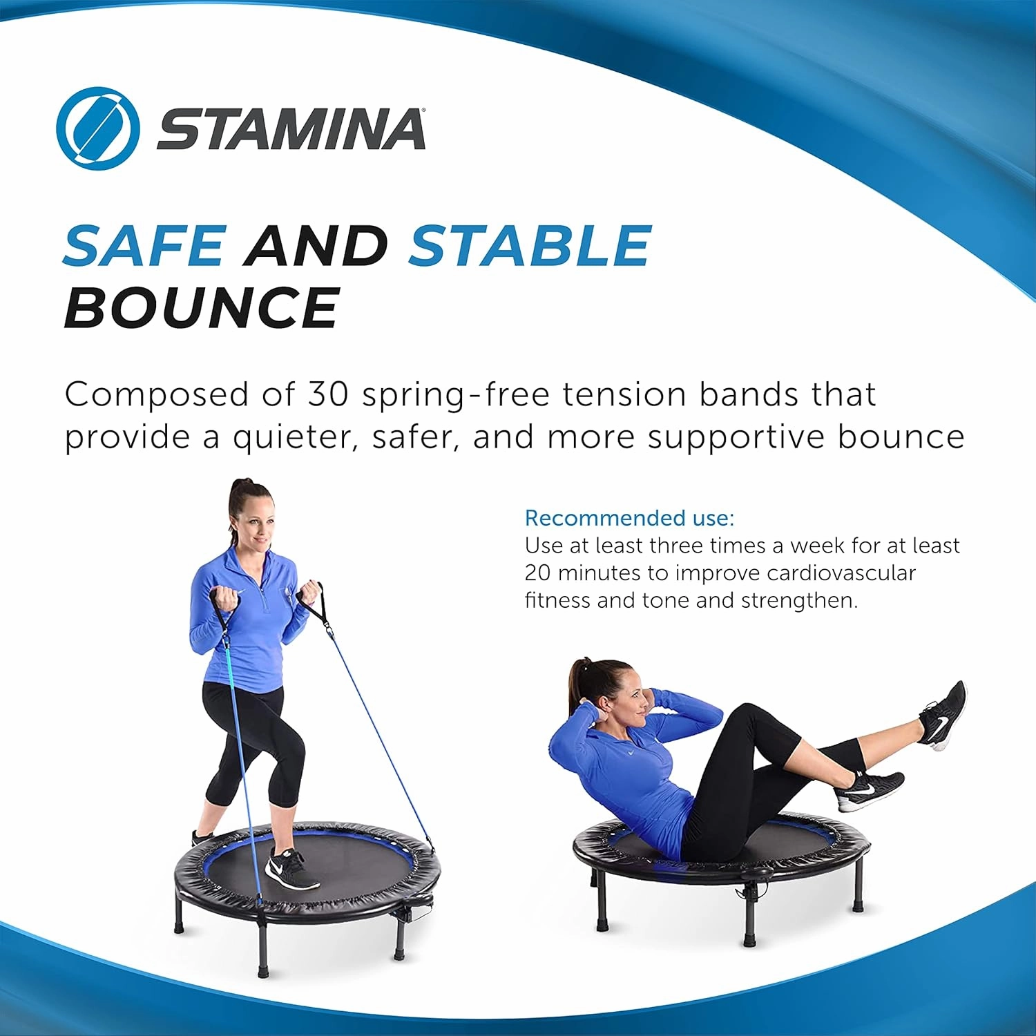 Stamina Mini Fitness Trampoline w/Smart Workout App