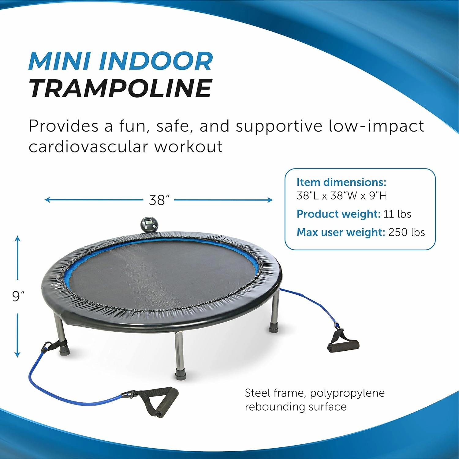 Stamina Mini Fitness Trampoline w/Smart Workout App