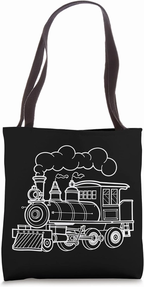 Steam Locomotive Sketch Railway Fan Tote Bag