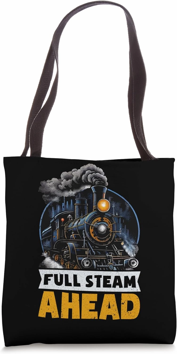 Steam Locomotive Train Lover Railway Railroad Steam Engine Tote Bag