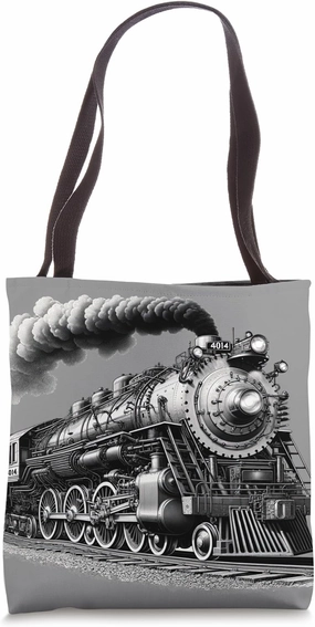 Steam Locomotive Train Vintage 1940s Style Engine Railroad Tote Bag
