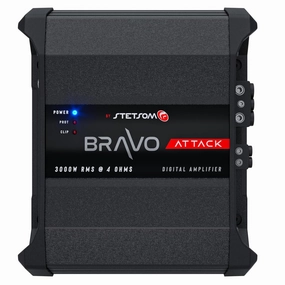 Stetsom Bravo Attack 3000 4 Ohms Mono Car Amplifier, 3000.1 3K Watts RMS, 4Ω Stable Car Audio, Full Range HD Sound Quality, 3000x1, Crossover & Bass Boost, Car Stereo Speaker MD, Smart Coolers