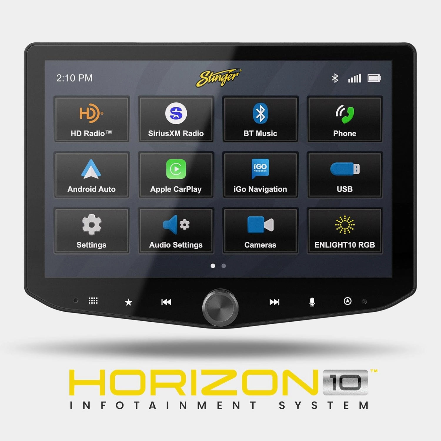 Stinger HORIZON10 10.1" Universal Car Stereo 1280x800 HD Car Radio, Certified Wireless Apple CarPlay/Android Auto, Bluetooth, IP65 Weather-Resistant Touchscreen, HDMI, 4 Camera/3 USB Inputs