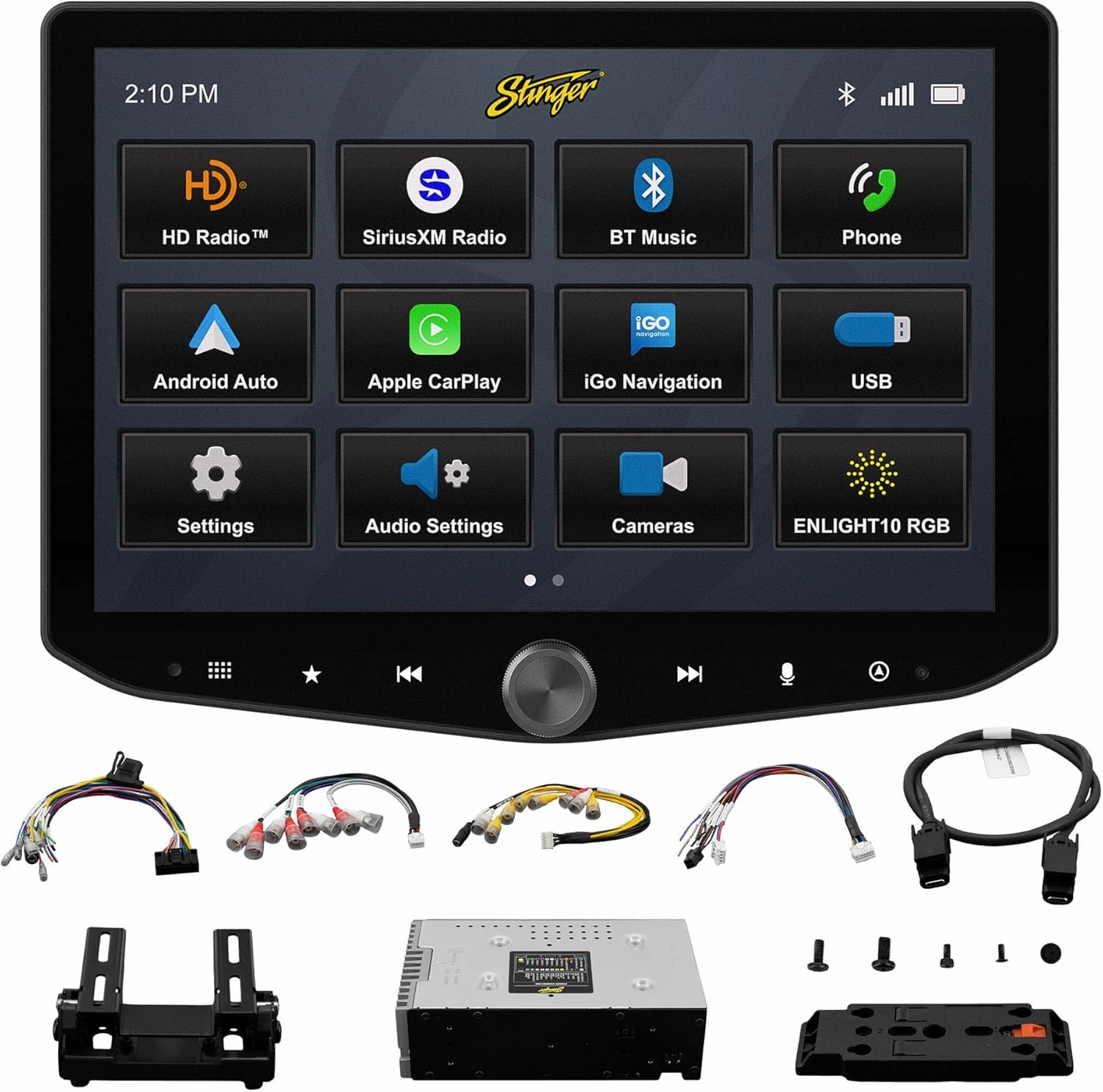 Stinger HORIZON10 10.1" Universal Car Stereo 1280x800 HD Car Radio, Certified Wireless Apple CarPlay/Android Auto, Bluetooth, IP65 Weather-Resistant Touchscreen, HDMI, 4 Camera/3 USB Inputs