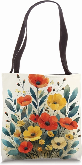 Stock Flower Cottagecore Graphic Tote Bag