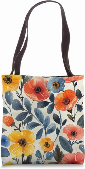 Stock Flower Watercolor Pattern Graphic Tote Bag