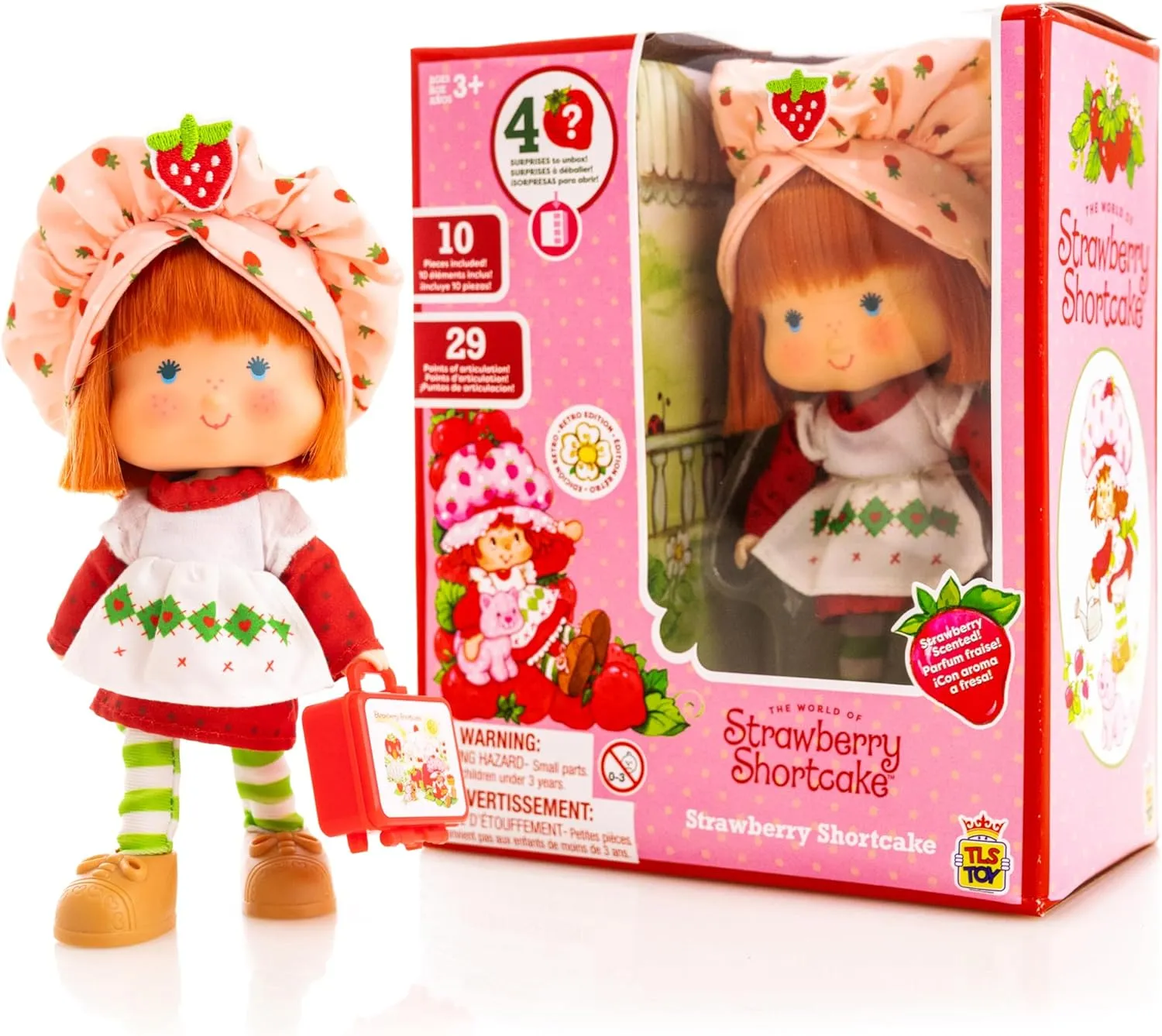 Strawberry Shortcake 'Limited Edition' Classic Version Strawberry Shortcake 5.5-inch Poseable Sweet Scented Fashion Doll with 4 Surprise Reveal Accessories