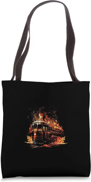 Streetcar Retro Streetcar Driver Flames Streetcar Fire Tote Bag