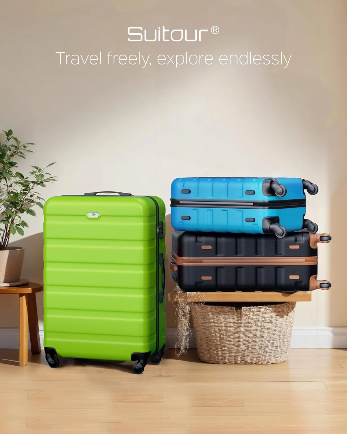 Suitour Luggage Sets 2 piece, Lightweight Luggage Set with Spinner Wheels, 19/27 inch Travel Suitcase Set