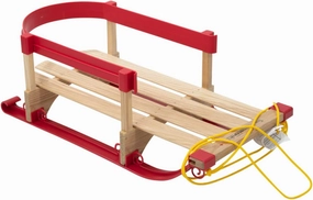 Superio Children Wooden Sled, Snow Sled for Toddlers, Kids Sleigh with Pull Ropes and Cushion, Baby Sled