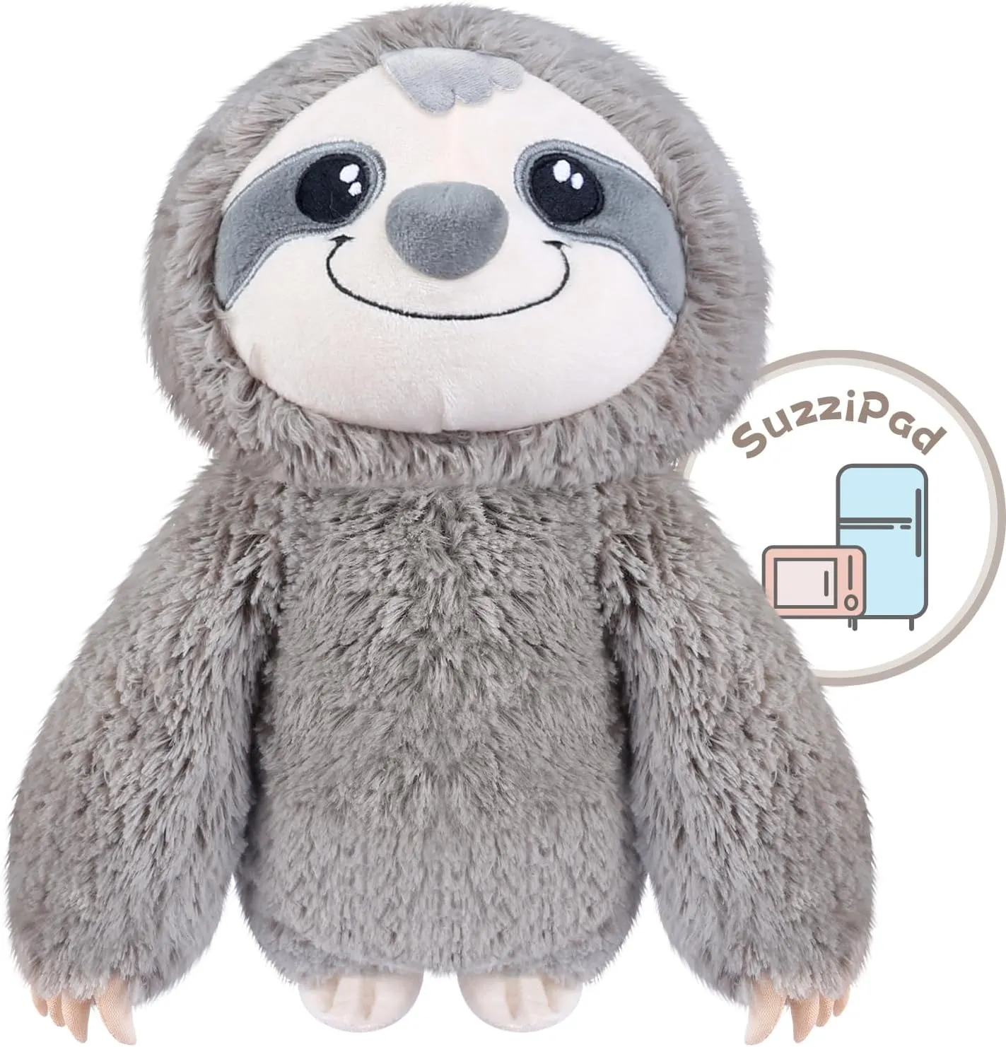 SuzziPad Microwavable Stuffed Animal, Heated Sloth Plush for Anxiety, Bedtime, Cuddle & Companion, Soreness & Stress Relief, Warmer Plueshies, Microwave Heating Pad, Gifts for Women, Gray