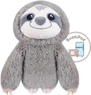 SuzziPad Microwavable Stuffed Animal, Heated Sloth Plush for Anxiety, Bedtime, Cuddle & Companion, Soreness & Stress Relief, Warmer Plueshies, Microwave Heating Pad, Gifts for Women, Gray