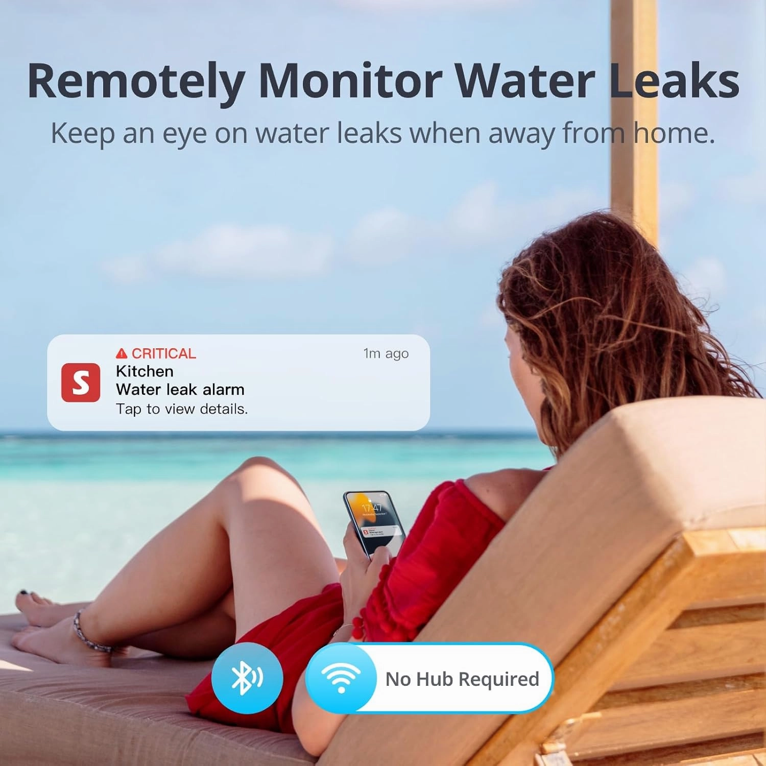 SwitchBot WiFi Water Sensor 4 Pack, Smart Water Leak Detector, 100dB Adjustable Alarm & App Alerts, IP67 Waterproof, Wireless Detector for Kitchen, Bathroom, No Hub Required (Only Support 2.4G)