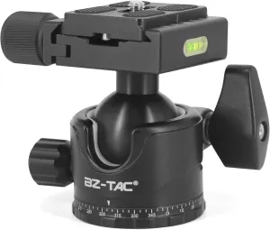 Tactical Tripod Ball Head Mount for Rifle Tripod Gun Rest, Arca Swiss Plate with 1/4" Screw, 3/8" Thread Mount Low Gravity Metal 35mm Diameter Ball Head 360 Panorama Rotation