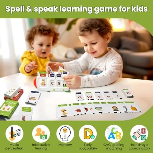 Talking Flash Cards for Toddlers 2 3 4 5 6 7 8,Sight Words Sensory Montessori Learning Toys with Autism,CVC Word Spelling & Talking ABC Flash Card for Kids,for Preschool Boys Girls