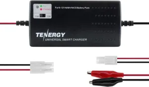 Tenergy Universal RC Battery Charger for NiMH/NiCd 6V-12V Battery Packs, 2A Charger for RC Car, Airsoft Batteries, Compatible with Standard Size Tamiya/Mini Tamiya/Alligator Clips Connectors 01025
