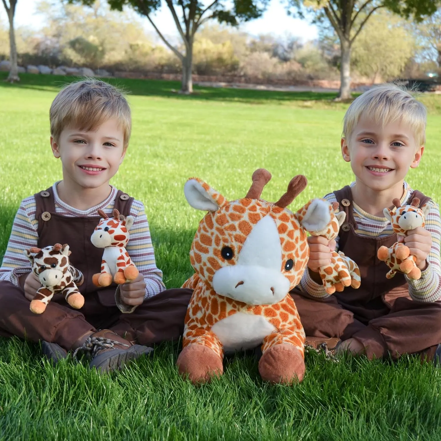 Tezituor 5Pcs Giraffe Stuffed Animal Set, 22 inch Large Mommy Stuffed Giraffe with 4 Cute Babies, Soft Giraffed Plush Pillow for Boys Girls