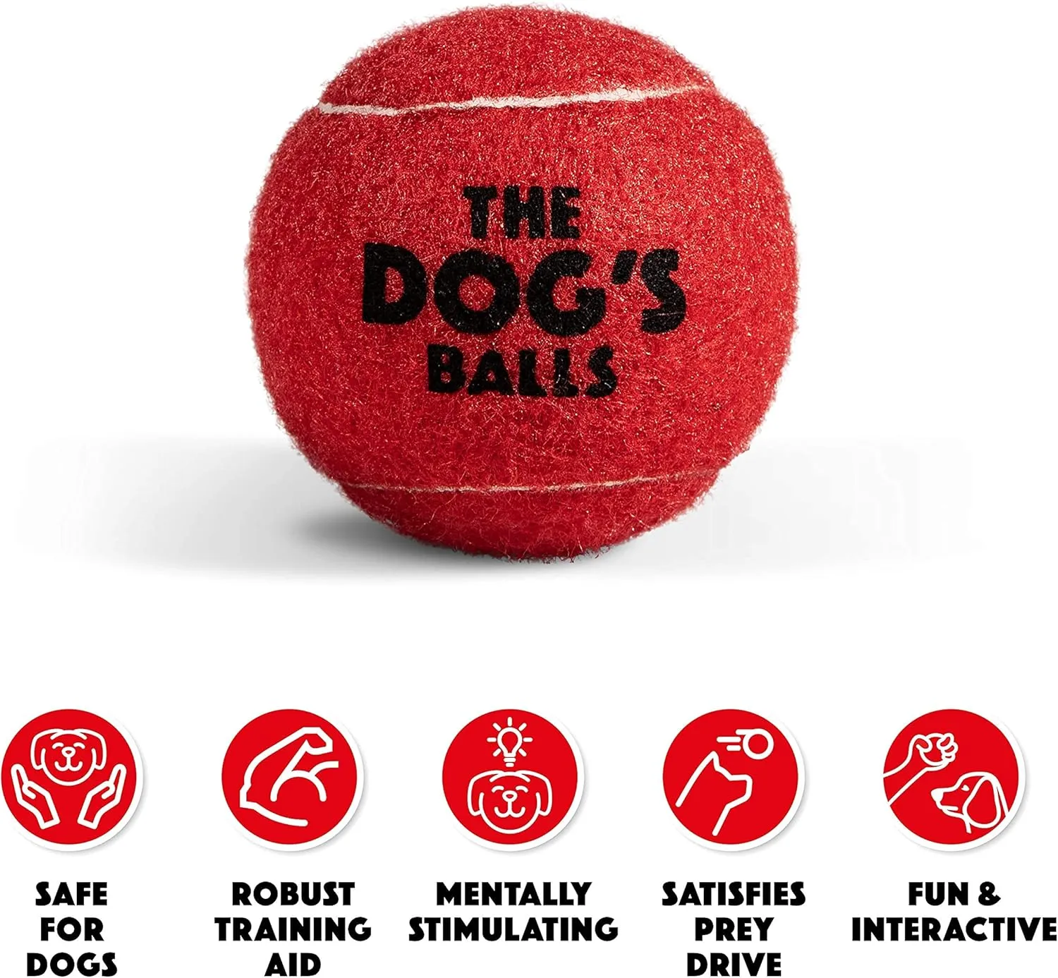 The Dog's Balls 12-Pack Red Dog Tennis Balls, 2.5 Inch Diameter Dog Toy, Medium Breed, Fetch Toy
