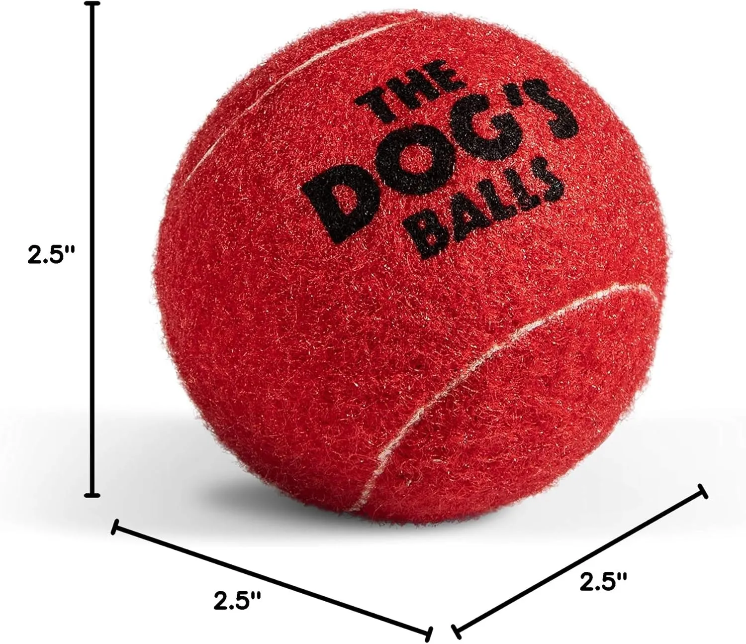 The Dog's Balls 12-Pack Red Dog Tennis Balls, 2.5 Inch Diameter Dog Toy, Medium Breed, Fetch Toy