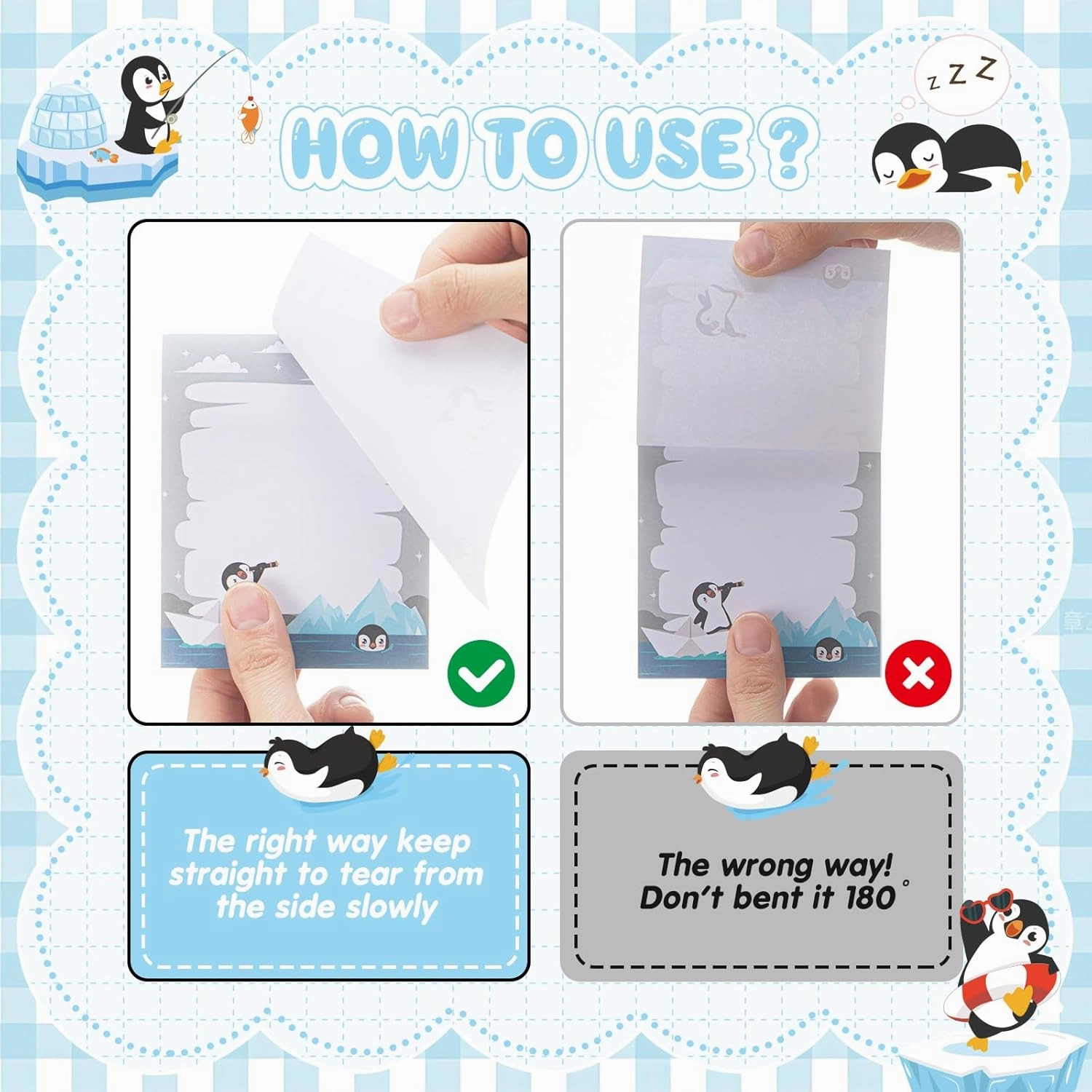 Theme Office Supplies Cute Gifts for Women Include Ballpoint Pens Sticky Notes Stickers School Stationery Set Lover Gifts for Birthday Party Favor Decoration Supplies(Penguin)