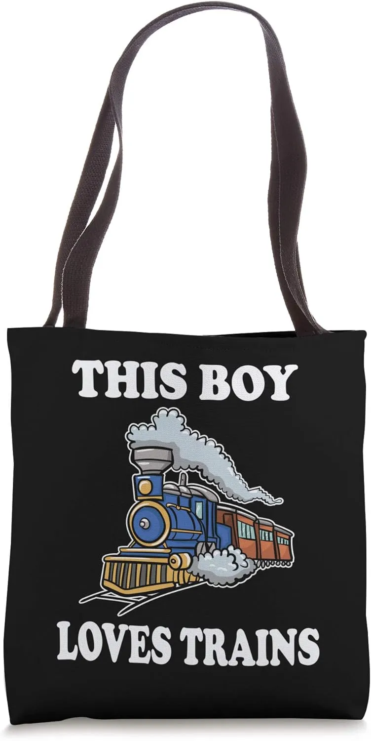 This Boy Loves Trains Gift Train Wagon Lover Gifts Tote Bag
