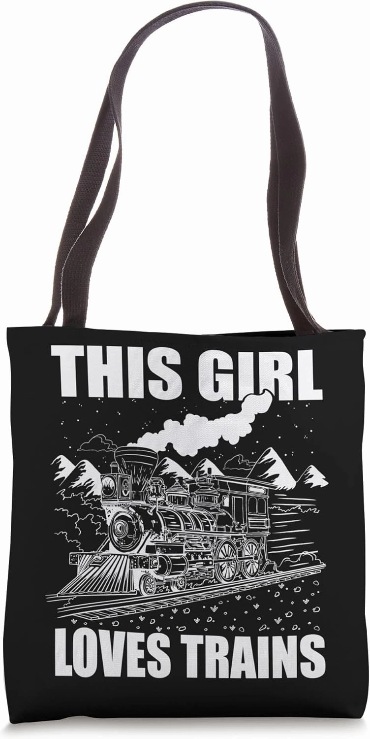 This Girl loves Trains Locomotive Train Tote Bag