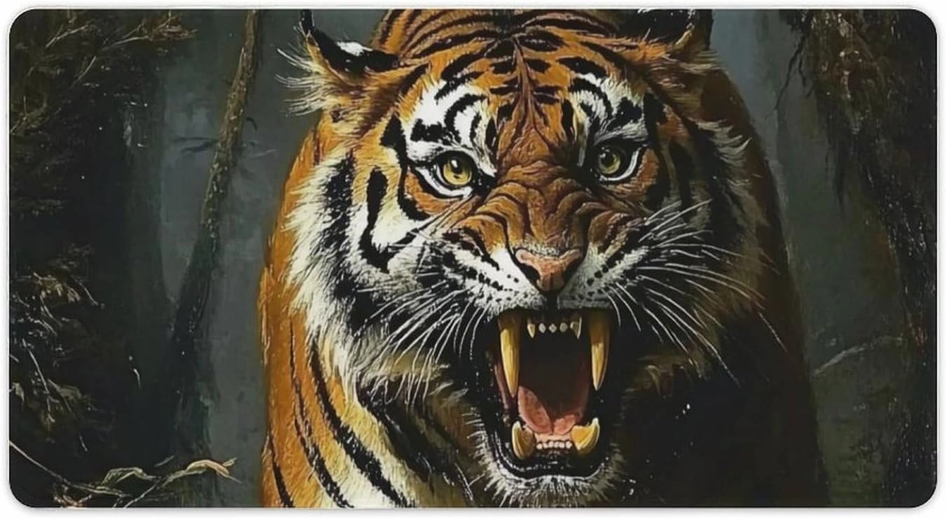 Tiger Running Jungle Roaring Cool Large Mouse Pad Gaming Mousepad Desk Pad for Keyboard and Mouse Mat Non-Slip Base 40X75cm