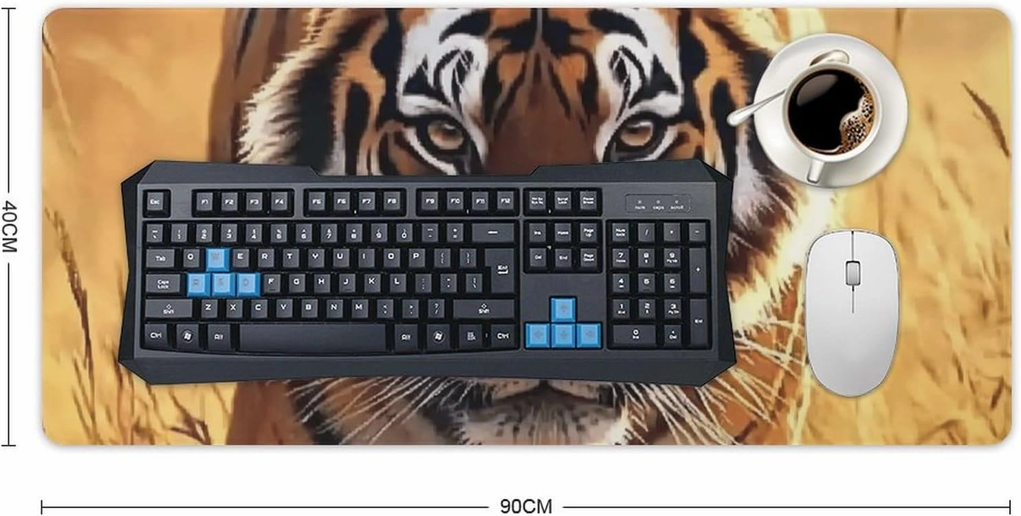 Tiger Walking Jungle Dusk Large Mouse Pad Gaming Mousepad Desk Pad for Keyboard and Mouse Mat Non-Slip Base 40x90cm