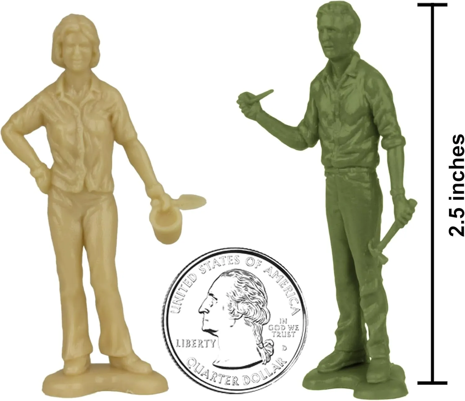 Tim Mee People Play Figures - OD Green, Tan & Gray 18pc Playset - Made in USA