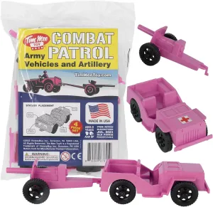 TimMee Combat Patrol Willys & Artillery - Pink 4pc Playset USA Made