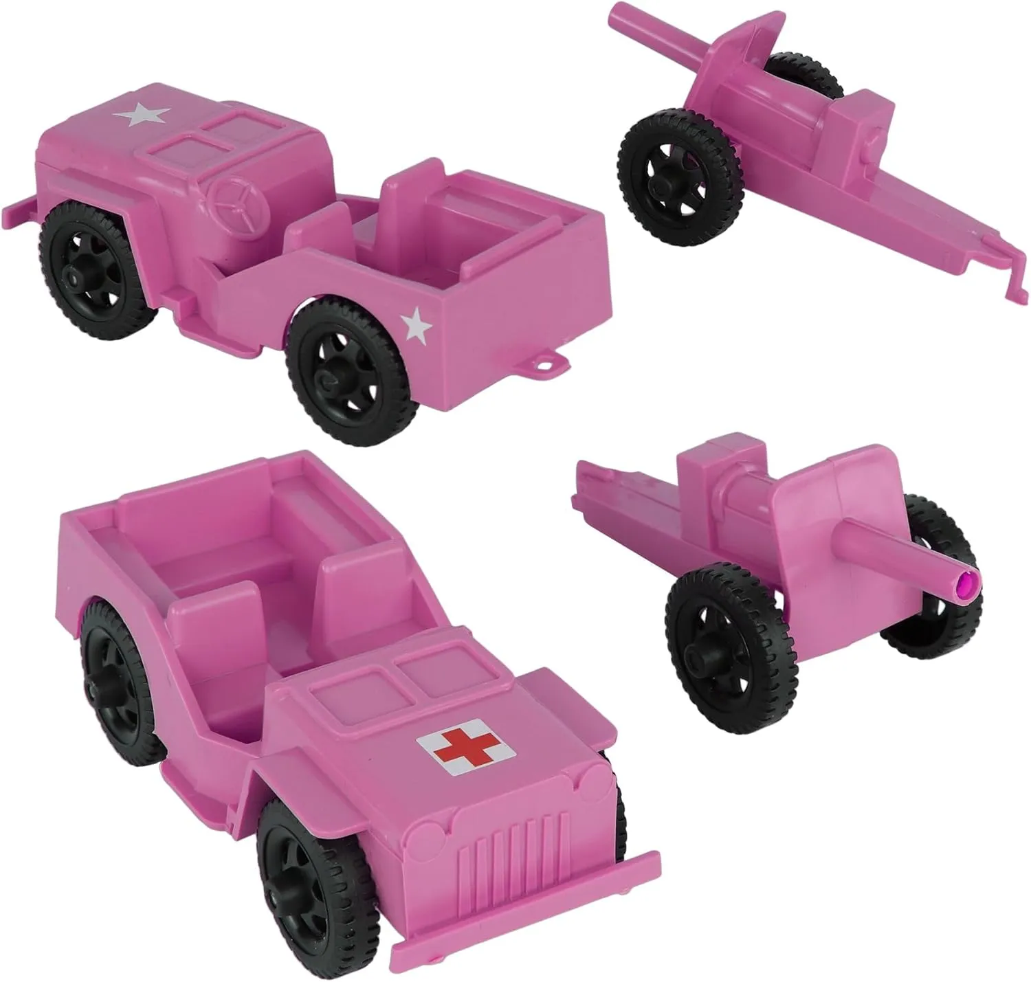 TimMee Combat Patrol Willys & Artillery - Pink 4pc Playset USA Made