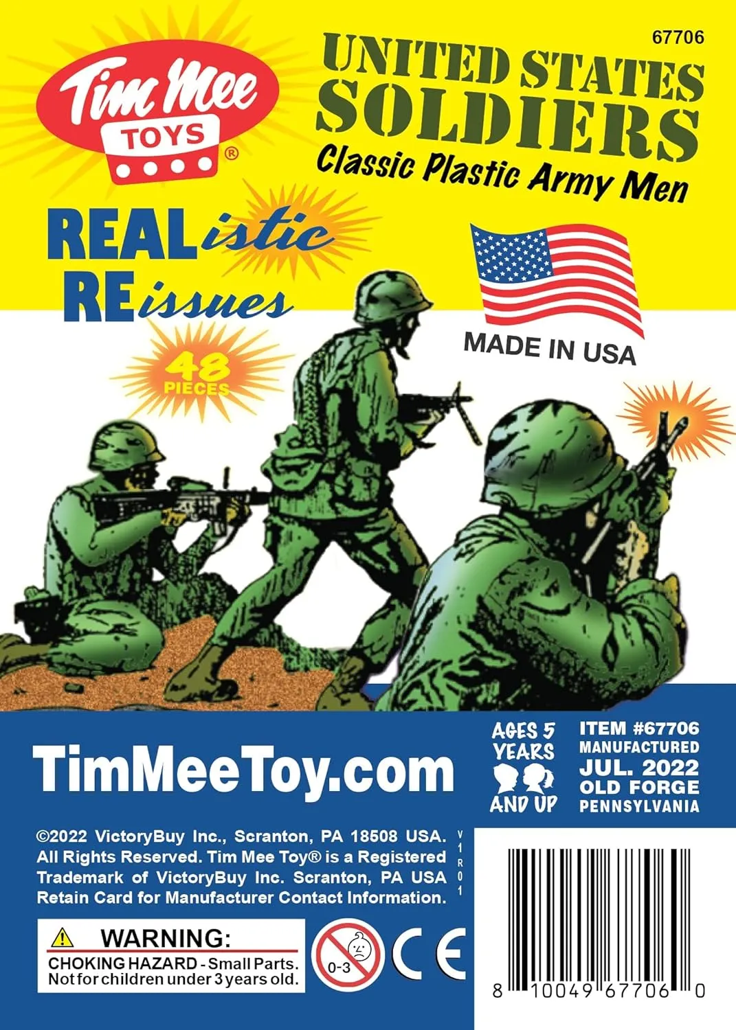 TimMee Plastic Army Men - Green 48pc Toy Soldier Figures - Made in USA